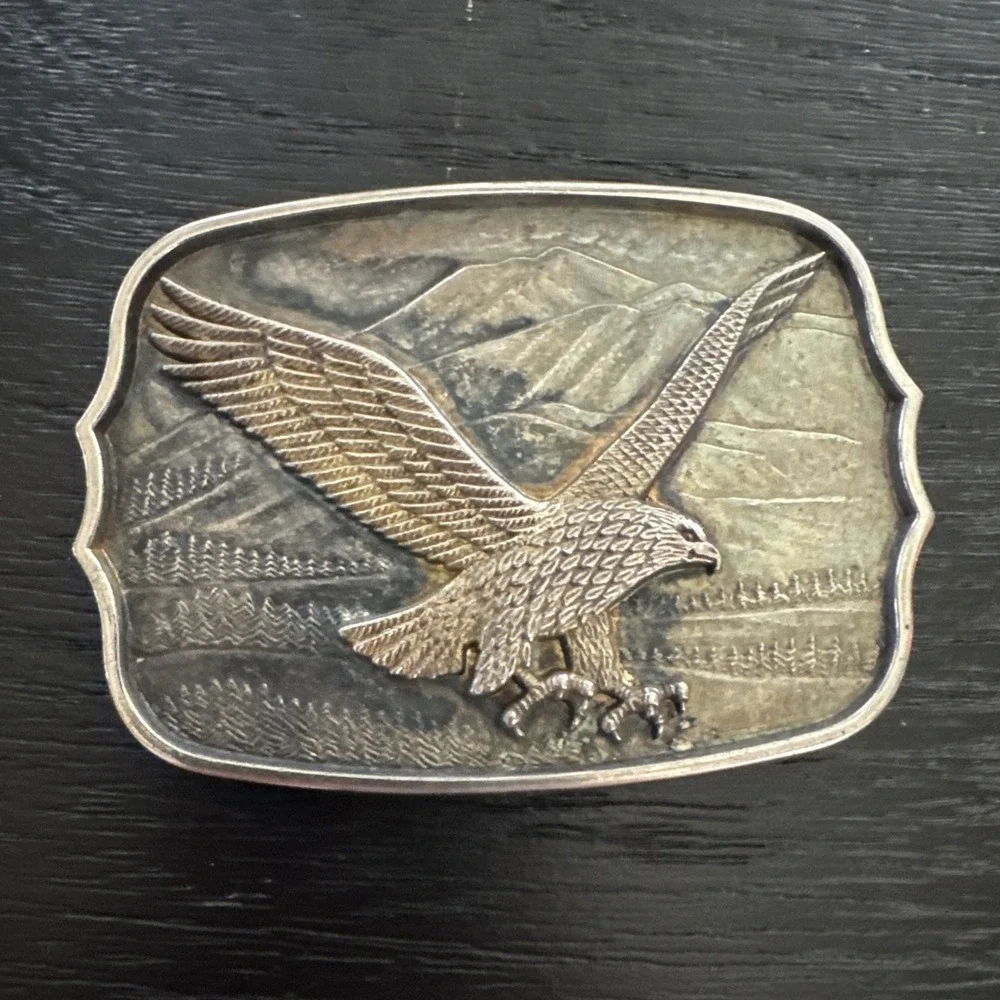 vintage trucker Western Cowboy Fly Eagle Double Color Belt Buckle #158871